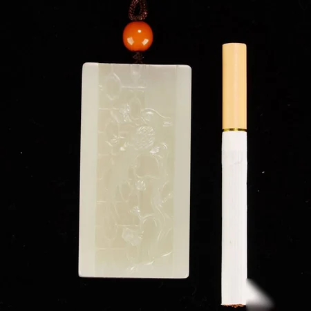 White Hetian Jade Plaque: Prosperity and Long Life, 62.2 g