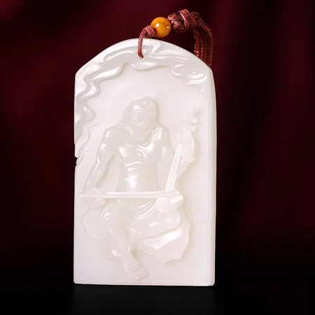 White Hetian Jade Plaque: Quiet Contentment, 69 g