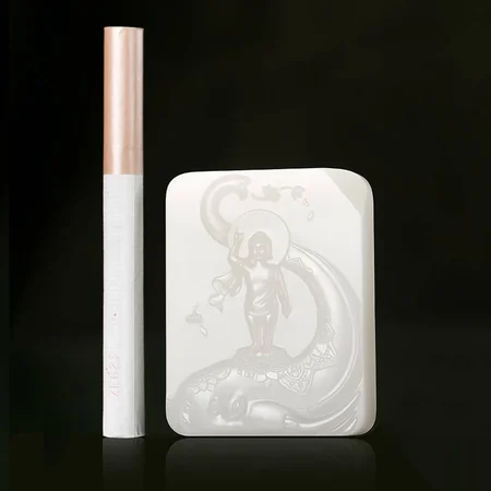 White Hetian Jade Plaque: Shakyamuni Buddha, 68 g