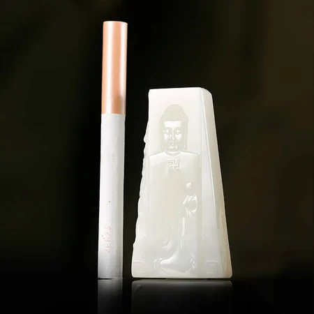White Hetian Jade Plaque: Sharing Buddhist Teachings, 48.9 g