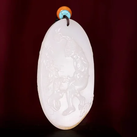White Hetian Jade Plaque: Taking First Place, 35 g
