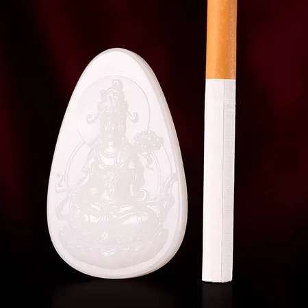 White Hetian Jade Plaque: Tara, 40.8 g
