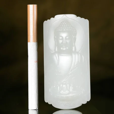 White Hetian Jade Plaque: Vairocana Buddha