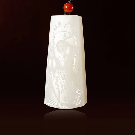 White Hetian Jade Plaque: Weituo, Skanda, 30 g