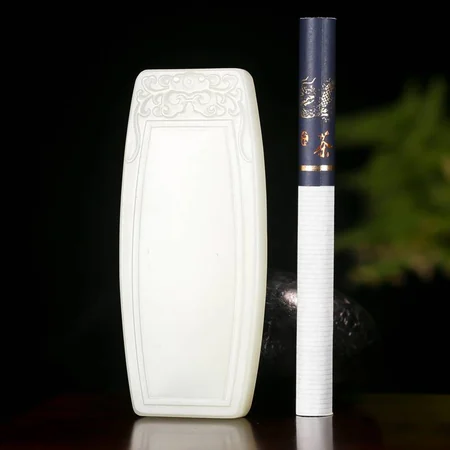 White Hetian Jade Plaque: Wushi, a Wish for Peace, 48.8 g