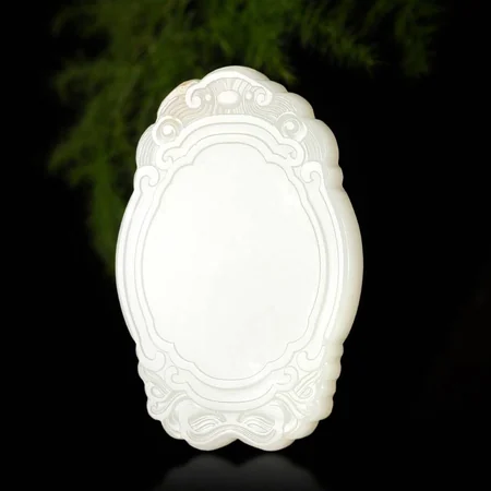 White Hetian Jade Plaque: Wushi, a Wish for Peace, 30.4 g