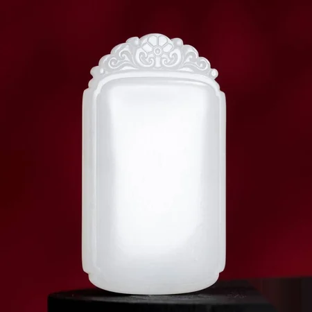 White Hetian Jade Plaque: Wushi, a Wish for Peace, 26.6 g