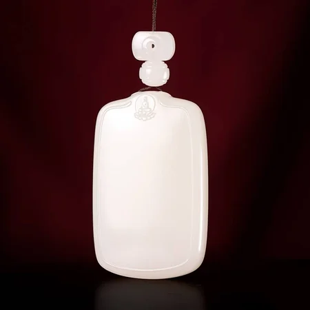 White Hetian Jade Plaque: Wushi, a Wish for Peace, 63.8 g