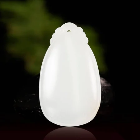 White Hetian Jade Plaque: Wushi, a Wish for Peace, 24.1 g