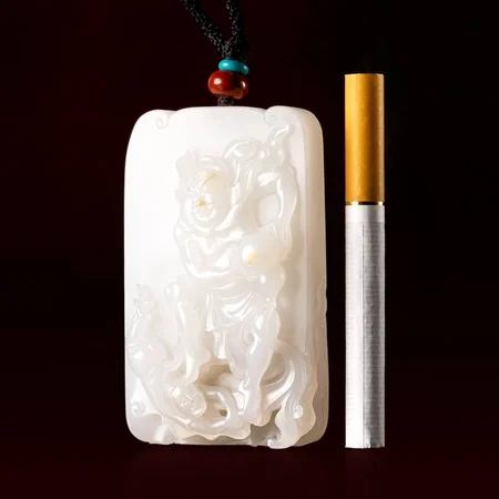 White Hetian Jade Plaque: Zhong Kui Subduing Demons, 95 g