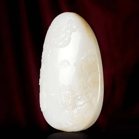 White Hetian Jade Celestial Immortal Sculpture