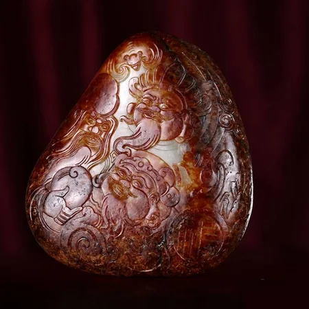White Hetian Jade Four Blessings Sculpture