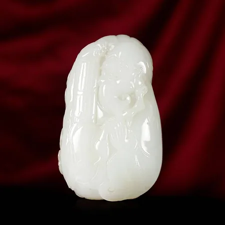 White Hetian Jade Fuxi and Eight Trigrams Sculpture