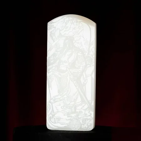 White Hetian Jade Guangong Loyalty Sculpture