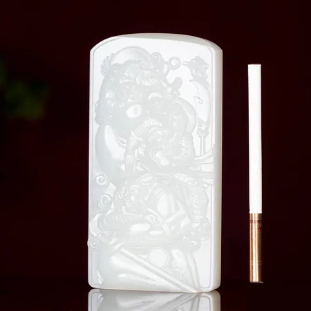 White Hetian Jade Peach Garden Oath Carving
