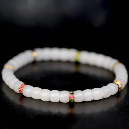 White Hetian Seed Jade Bracelet, 12.1 g