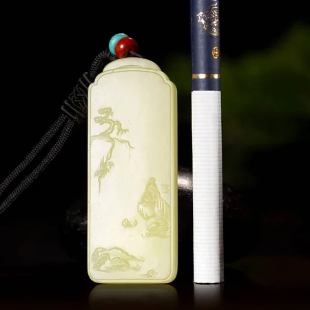 Yellow-Green Nephrite Plaque: Memories of Jiangnan, 21.8 g