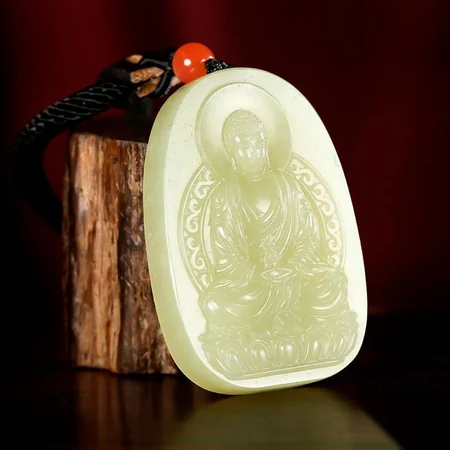 Yellow Hetian Jade Plaque: Shakyamuni Buddha, 49.5 g