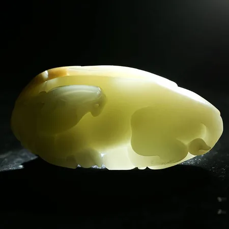 Yellow-Skin Hetian Seed Jade Palm Carving - Instant Victory on Horseback, 321.5 g