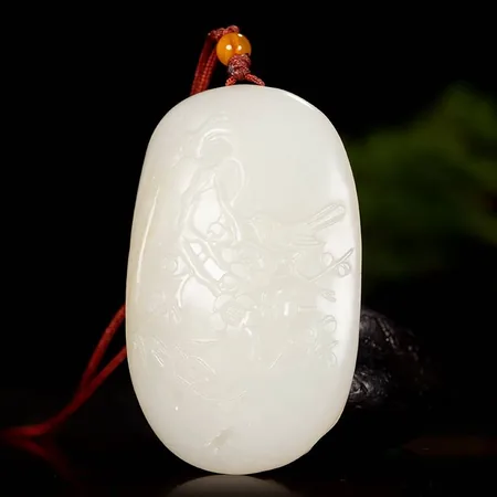 Yellow-Skin White Hetian Seed Jade Palm Carving - Joy on the Brow, 80 g